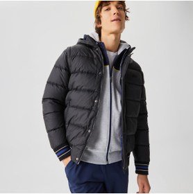 Resim Lacoste Erkek Kapüşonlu Kapitone Siyah Şişme Mont 