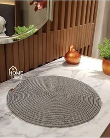 Resim Doğal Jüt Desenli Hasır Amerikan Servis Supla 33x33 Gri 