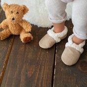 Resim First Step Suni Yünlü Peluş Ekru Süet Kaydırmaz Taban Patik 