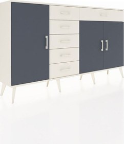 Resim Arges Konsol 3 Raflı 6 Çekmeceli 3 Kapaklı 176x30x99 Aytaşı-antrasit/aytaşı Antrasıt/aytası - Aytası 