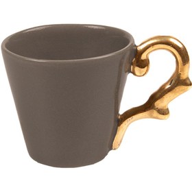 Resim Double Espresso Cup Handle Gold-Mink 