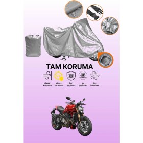 Resim Dokaca Gri Kilit Uyumlu Ducati Monster 1200 Uyumlu Motor Brandası, Koruyucu Örtü 