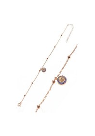 Resim Gümüş Göz Ve Toplu Zincir Halhal Barcode Gümüş - Rose Gold 