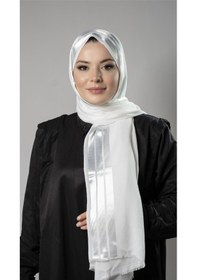 Resim Hürrem Bone Beyaz Şerit Çizgili Şal Viskon Kumaş Bursa Dolama 202109 42 Beyaz 