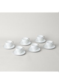 Resim Linens Javed Porselen 6'lı 90 Ml Kahve Fincan Seti Beyaz-gümüş Gümüş 