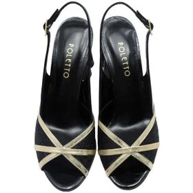 Resim Poletto Hakiki Deri /tekstil Altın-sax Mavı Sandalet Topuklu 380 13-527 Altın 