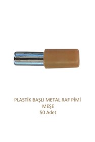 Resim Adilon Plastik Metal Başlı Raf Pimi Meşe 50 Adet 