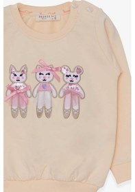 Resim Breeze Kız Çocuk Sweatshirt Sevimli Hayvancıklar Baskılı 1.5-5 Yaş, Krem-krem Krem 