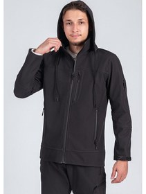 Resim Vatan Tekstil Suya Dayanıklı Slim Fit Softshell Kapüşonlu Erkek Mont Gri 