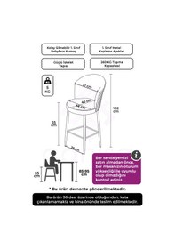 Resim Canisa Alte Serisi 2 Adet Kahve Sandalye 65 Cm Ada Mutfak Bar Sandalyesi Babyface Kumaş Beyaz Metal Ayak Sandalye Kahve Ayaklar Beyaz 