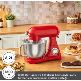 Resim Karaca 2 Si 1 Arada Et Kıyma ve Salça Yapma Özellikli 1800W Döküm Stand Mikser Seti 6.2 Lt Hazneli - Güçlü Motor 