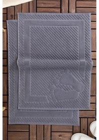 Resim Leoline %100 Pamuk Premium 2'li Ayak Havlusu - Antrasit Antrasit 