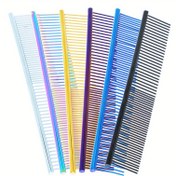 Resim Shaggy Kediler Ve Köpekler İçin Çok Renkli Paslanmaz Çelik Pet Bakım Tarağı Dolaşıklık Açar Ve Kürkü Pürüzsüzleştirir 