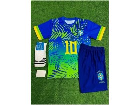 Resim Brezilya 2024/25 Yeni Sezon Neymar Jr Çocuk Konsept Forması 4'lü Set (Maviyeşil) 