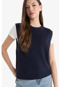 Resim Defacto Oversize Geniş Kalıp Bisiklet Yaka Triko Süveter S0375az25wnnv207 Lacivert 