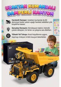 Resim Uzaktan Kumandalı 9 Fonksiyonlu 2.4Ghz 30cm Şarjlı Sesli Işıklı Hareketli Damperli Oyuncak Kamyon 