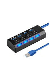 Resim Maxgo Anahtarlı Işıklı On Off Chipli Model 4 Port Usb 3.0 Çoklayıcı Hub 