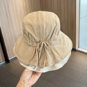 Resim Kadınlar için Yazlık Kore Tarzı Kelebek Düğümlü Güneşten Koruyucu Bucket Şapka, Pamuklu Kumaş, Elde Yıkanabilir, Tatil Temalı, Sevgililer Günü İçin Uygun, Esnek Olmayan Güneşlik Seyahat Şapkası 