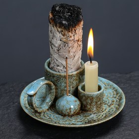 Resim 1 Adet Premium Seramik Tütsü Yakıcı, Tutacaklı 4'ü 1 Arada Tütsü Yakıcı, Palo Santo, Adaçayı, Mum Tutucu, Mükemmel Kül Toplama, Yoga, Meditasyon için Güzel Ev Dekor Tepsisi, Yeni Eve Taşınma, Arkadaş ve Aile Hediyeleri 