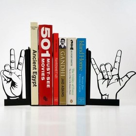 Resim Zafer ve Aşk İşaretli Metal Kitap Tutucu & Bookend - Siyah 