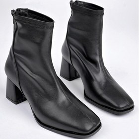 Resim Muggo Storm Garantili Küt Burun Arkadan Fermuarlı Kadın Topuklu Bot 