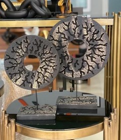 Resim 2 Li Halka Takım Biblo Modern Damarlı Halka Heykel Özel Tasarım Obje Siyah Gold E skitme 