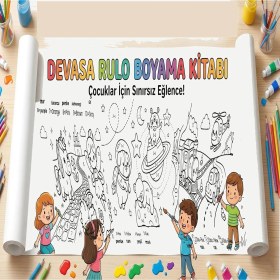 Resim TeknoKapsül Devasa Rulo Boyama Kağıdı 4 Metre Sayılarla Boyama Türkçe Ingilizce Renk Öğreten Aktivite Kağıdı 