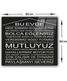 Resim Decorita Cam Ocak Arkası Koruyucu | Bu Ev - Siyah Fon | 