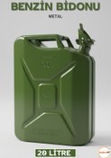 Resim Badem10 Metal Akaryakıt Bidonu 20 Litre Yeşil Benzin Mazot Doldurma Taşıma Depolama Dayanıklı Metal Bidon 
