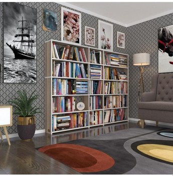 Kenzlife Kitaplık Süper Ga 150 200 19 Crd 5 Katlı 3 Bölme Çift Bölme Opsiyonlu Ofis Mutfak Banyo Dolabı Arkalıksız Çok Renkli