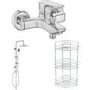 Resim Arçe Eca Niobe Banyo Bataryası Tema Quadro Tepe Duş Set 3'lü Köşe Raf 