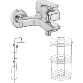 Resim Arçe Eca Niobe Banyo Bataryası Tema Quadro Tepe Duş Set 3'lü Köşe Raf 