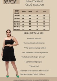 Resim Seamoda Büyük Beden Beli Lastikli Fırfırlı Likralı Konfor Siyah Etek 