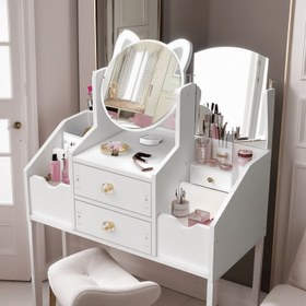 Resim Aynalı Ayakta Duran Makyaj Organizatörü - Kolay Montaj, Çok Bölmeli Tuvalet Masası için Taşınabilir ve Kullanımı Kolay Tasarım, Geniş Depolama Alanlı Tezgah Üstü Makeup Rafı, Şık Saklama Çözümleri, İnce Yapılı ile Sağlam Konstrüksiyon 
