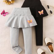 Resim 2 Adet Kız Çocuk 4-7 Yaş Moda Sonbahar/Kış Düz Renk Yüksek Bel Dar Kesim Etek Pantolon 