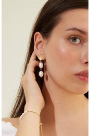 Resim Roze & More Incili Küpe Nikah Küpesi Gelin Küpesi 