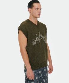 Resim Triko Haki Oversize Süveter - S-M 