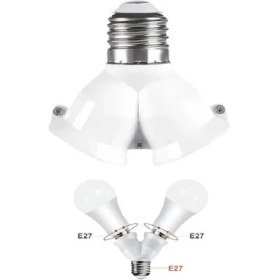 Resim E27 Duy Çoğaltıcı 2'li Duy Ampul LED 2 x E27 Dönüştürücü 