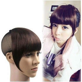 Resim Lebıhmurah Wg1484 Kadın Peruk Büyüleyici Patlama Klipsi Saçak Koyu Kahverengi Klip Saç Uzatma Bang Aksesuarları 