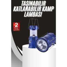 Resim Zengezur Kamp Lambası Solar Şarjlı Kızaklı Kamp Feneri LED Lamba Işıldak 