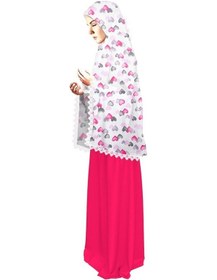 Resim Kadın Namaz Elbisesi Küçük Kalp Baskılı Dantel Detaylı - Pembe-Standart Pembe 