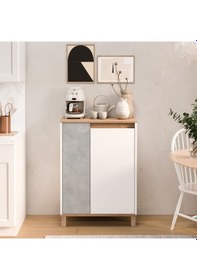 Resim Robin Home Alaska Çok Amaçlı Dolap Mutfak Kiler Erzak Banyo Dolabı 97cm Sepet-beyaz-taş Beyaz 