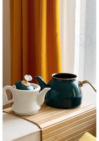 Resim Nishev Dufy Serisi Porselen Demlikli Emaye Çaydanlık Takımı - Yeşil 