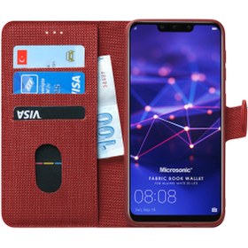 Resim Microsonic Huawei Mate 20 Lite Kılıf Fabric Book Wallet Kırmızı 