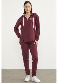 Resim Jogger Oversize Kapüşonlu Eşofman Takım - Bordo 001 