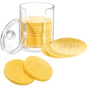 Resim 50/100 adet Yeniden Kullanılabilir Sıkıştırılmış Yüz Süngerleri Doğal Makyaj Temizleyici & Derinlemesine Temizlik için Peeling Süngeri, Seyahat İçin Esansiyel 