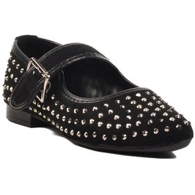 Resim Aspor Siyah Taş İşlemeli Kadın Babet Çok Renkli 