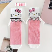 Resim Sanrio Cartoon Socks for Women, Japanese Cat Mid-Calf Socks, Funny and Cute Hand Holding Socks, Small Niche ins Style, Korean Version, Socks 