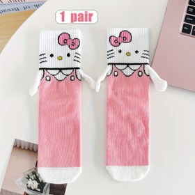 Resim Sanrio Cartoon Socks for Women, Japanese Cat Mid-Calf Socks, Funny and Cute Hand Holding Socks, Small Niche ins Style, Korean Version, Socks 