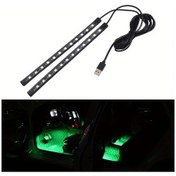 Resim Cloudstore Yeşil 24 Led Usb Port Araç İçi Dekorasyon Rgb Neon Işık Şeridi 